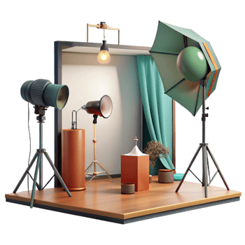 impressive creative Fashion Photography Lighting Studio Setup Isolated authentic png