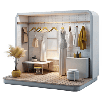 vibrant modern Fashion Studio with White Backdrop Transparent Background png