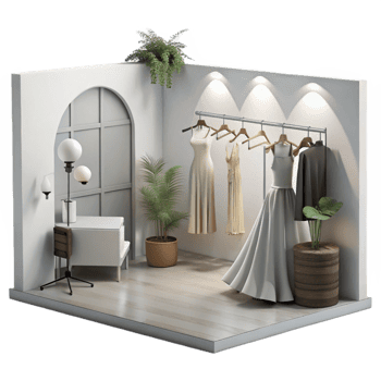 dramatic creative Fashion Studio with White Backdrop Transparent Background exclusive png