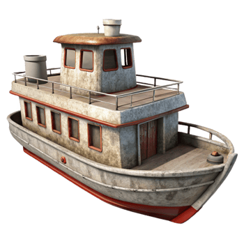 beautiful abstract Ferry Boat Side View Isolated Element exclusive png
