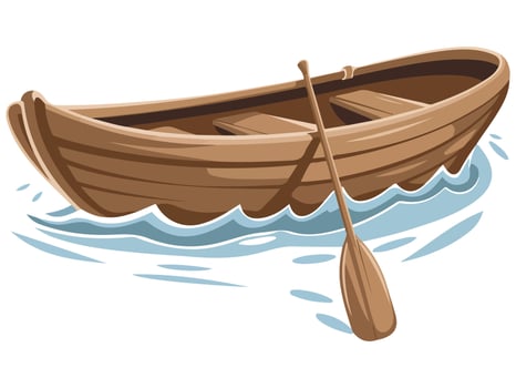 Illustration of Cartoon Boat with Paddles for Fishing and Hobby vector