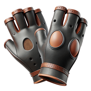 wonderful traditional Fingerless Gloves Leather Black Cutout Transparent Background premium png