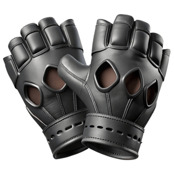 impressive contemporary Fingerless Gloves Leather Black Cutout Transparent Background png