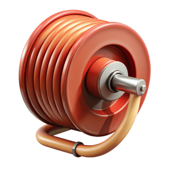 serene artistic Fire Hose Reel Wall Mounted Side View Isolated authentic png