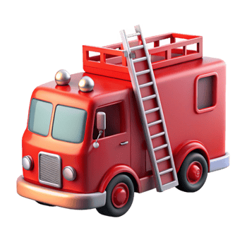 elegant classic Fire Truck Red with Ladder Cutout genuine png