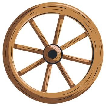 Detailed Cartoon Wooden Wheel Rustic Wild West Element for Design vector