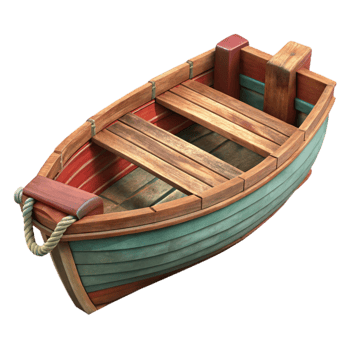 vibrant rustic Fishing Boat Small Wooden Traditional Design Cutout genuine png