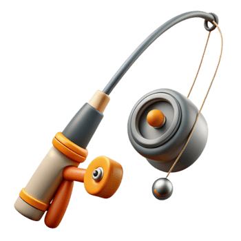impressive classic Fishing Rod and Reel Casting Line Isolated exclusive png