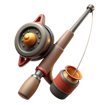 wonderful rustic Fishing Rod Reel Line Isolated on Transparent Background genuine png