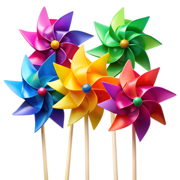 Colorful Pinwheel Toy Isolated on White Background png