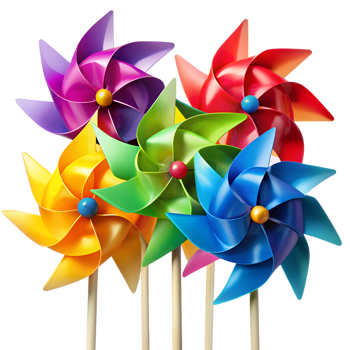Colorful Pinwheel Toy on White Background png