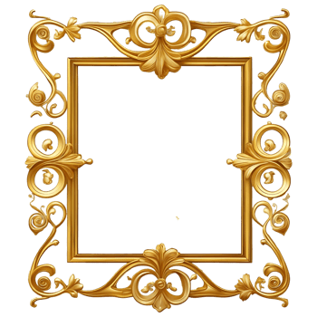 Elegant Golden Frame Transparent Border for Invitations Designs png
