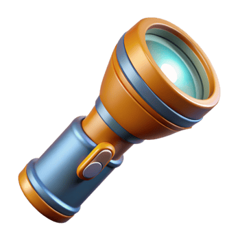 serene rustic Flashlight with Zoom Feature Isolated authentic png