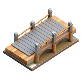 vibrant creative Floating Bridge Section Isometric View Isolated original png