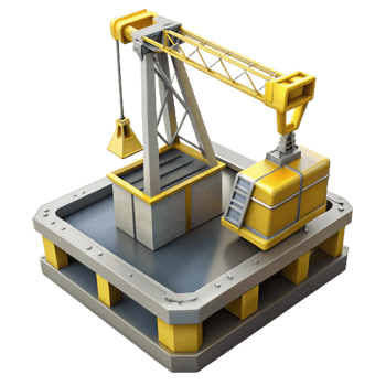 impressive contemporary Floating Dock Crane Yellow and Grey Isolated original png