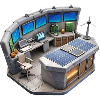 stunning abstract Floating Solar Farm Control Room Interior View Isolated genuine png