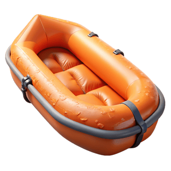 magnificent artistic Flood Rescue Boat Inflatable Orange Transparent Background high resolution png