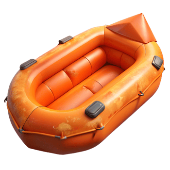 elegant abstract Flood Rescue Boat Inflatable Orange Transparent Background original png