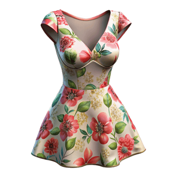magnificent rustic Floral Print Dress Bodice Detail Isolated high quality png