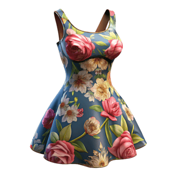 dramatic creative Floral Print Dress Bodice Detail Isolated high resolution png