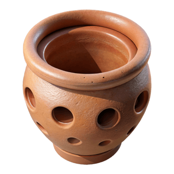 beautiful vintage Flower Pot Clay Brown Isolated Cutout with Drainage Holes png