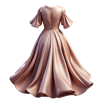 beautiful minimalist Flowing Silk Dress Back View Isolated on Transparent Background professional png