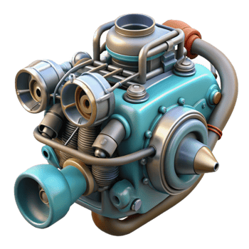 wonderful classic Flying Car Engine Detail Isolated exclusive png