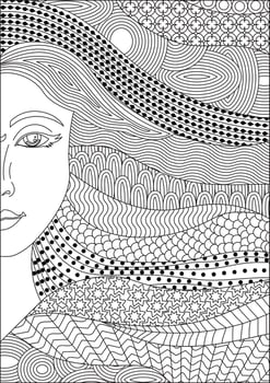 Woman Coloring Page For Adult vector