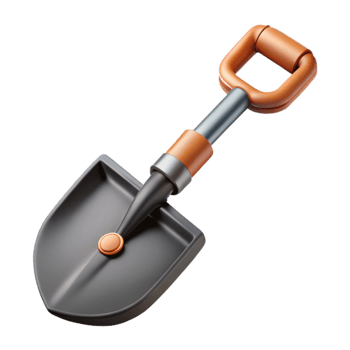 beautiful minimalist Folding Shovel Side View Isolated high quality png