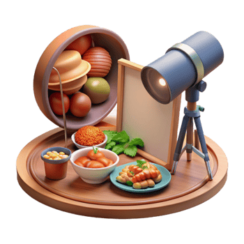 vibrant contemporary Food Photography Lighting Setup Appetizing Food Isolated authentic png