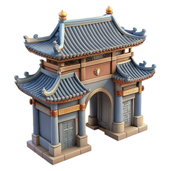 magnificent vintage Forbidden City Gate Detailed Architecture Transparent Background genuine png