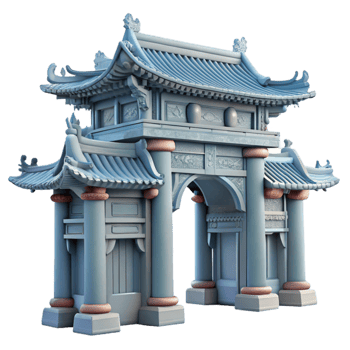 extraordinary minimalist Forbidden City Gate Detailed Architecture Transparent Background png