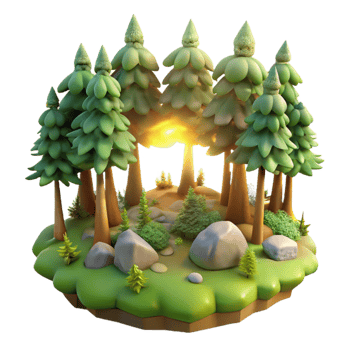 elegant contemporary Forest Clearing with Sunlight Isolated genuine png
