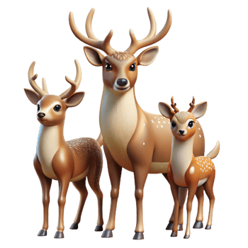 magnificent vintage Forest Deer Family Transparent Background detailed png