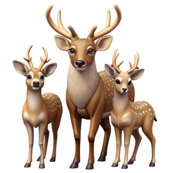 impressive rustic Forest Deer Family Transparent Background original png