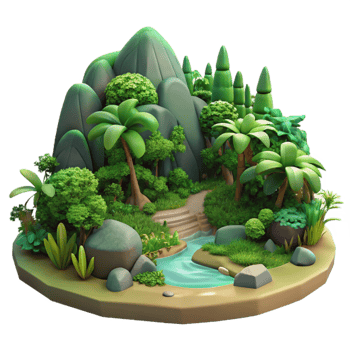 dramatic traditional Forest Landscape Lush Greenery Nature Scene Isolated professional png