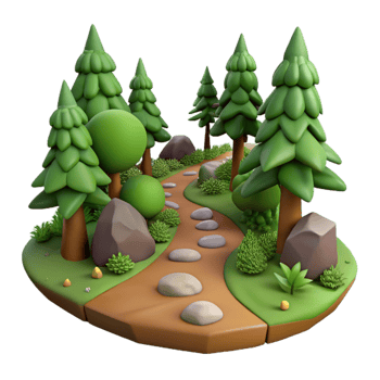 elegant modern Forest Path Photography Scene Isolated Transparent Background high quality png