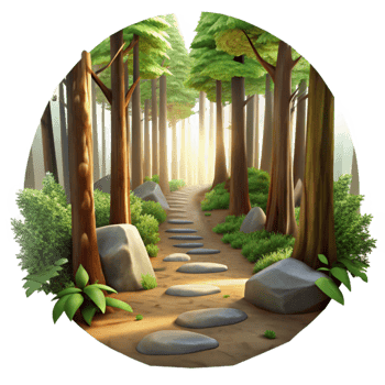 beautiful rustic Forest Path with Sunlight Filtering Through Trees Scenic View Cutout exclusive png