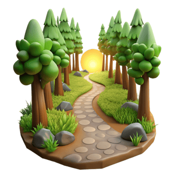 impressive creative Forest Path with Sunlight Filtering Through Trees Scenic View Cutout detailed png
