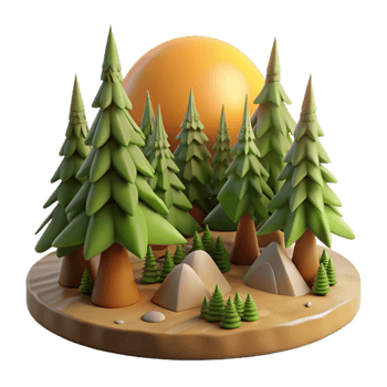 vibrant minimalist Forest Photography with Sunlight Through Trees Cutout high resolution png
