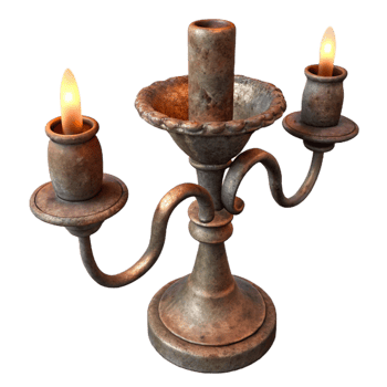 vibrant rustic Forged Iron Candlestick Rustic Style Isolated high quality png