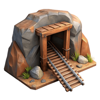 wonderful rustic Forgotten Mine Entrance Rusty Rails Cutout authentic png