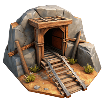beautiful artistic Forgotten Mine Entrance Rusty Rails Cutout high quality png