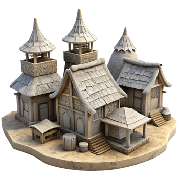impressive minimalist Forgotten Village Hutched Roofs Isolated original png