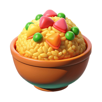 elegant traditional Fried Rice Colorful Vegetables Isolated premium png