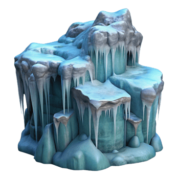impressive creative Frozen Waterfall with Ice Cave Isolated authentic png