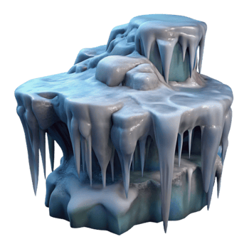 dramatic contemporary Frozen Waterfall with Icicles Isolated high quality png