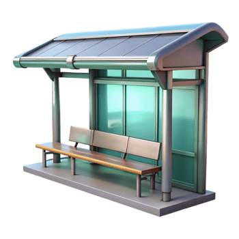 extraordinary creative Futuristic Bus Stop Side View Cutout on Transparent Background professional png