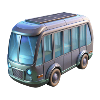 beautiful contemporary Futuristic Bus with Transparent Windows Cutout high resolution png
