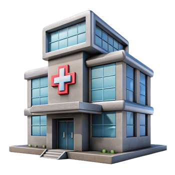 elegant minimalist Futuristic Hospital Building Exterior View Cutout high resolution png